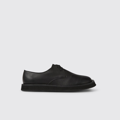 Side view of Brothers Polze Black leather shoes for men