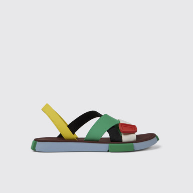 Side view of Twins Multicolored leather sandals for men