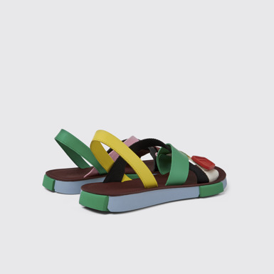 Back view of Twins Multicolored leather sandals for men