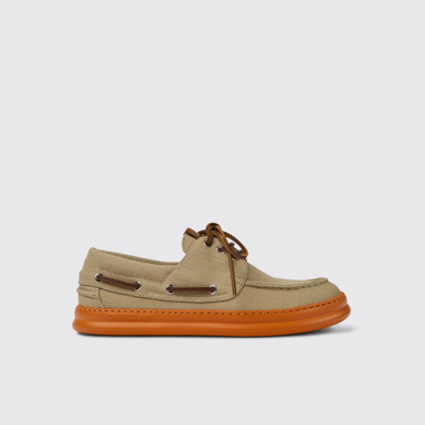 Side view of Runner Beige recycled cotton shoes for men
