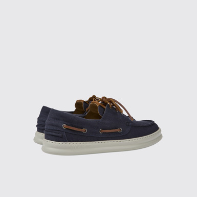 Back view of Runner Blue recycled cotton shoes for men