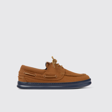 Side view of Runner Brown textile sneakers for men
