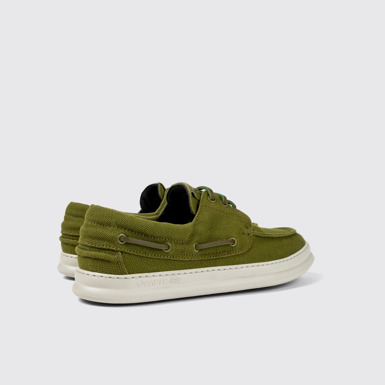 Back view of Runner Green Textile Boat Shoe for Men