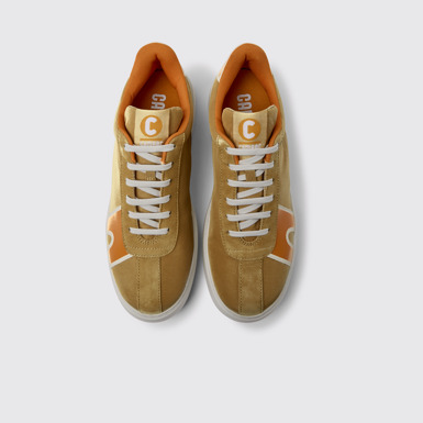 Overhead view of Runner K21 Brown, orange, and beige sneakers for men