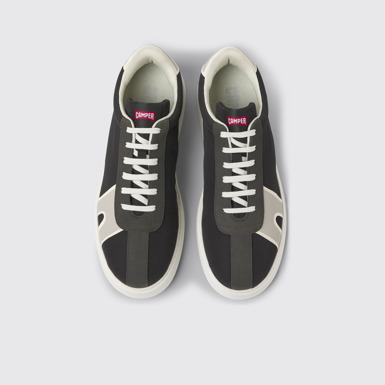 Overhead view of Runner K21 Black, grey, and white sneakers for men