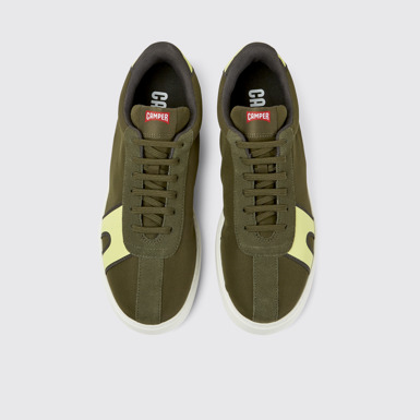 Overhead view of Runner K21 Green and yellow sneakers for men