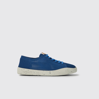 Side view of Peu Touring Blue recycled PET sneakers for men