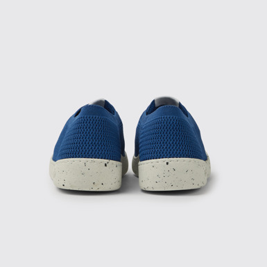 Back view of Peu Touring Blue recycled PET sneakers for men