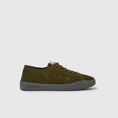 Side view of Peu Touring Green recycled PET sneakers for men