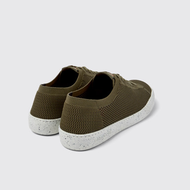 Back view of Peu Touring Green textile sneakers for men