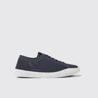 Side view of Peu Touring Blue textile sneakers for men