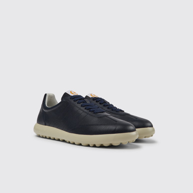 Front view of Pelotas XLite Blue leather sneakers for men