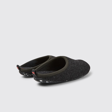 Back view of Wabi Grey wool men’s slippers