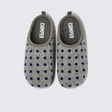 Wabi Pantuflas grises y azules de lana para hombre