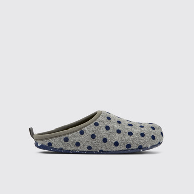 Wabi Pantuflas grises y azules de lana para hombre