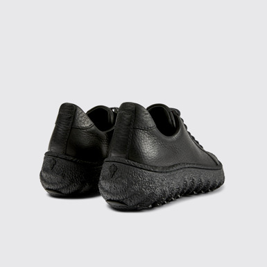 Back view of Ground Black leather shoes for men