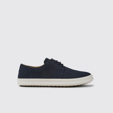 Side view of Chasis Blue nubuck shoes for men