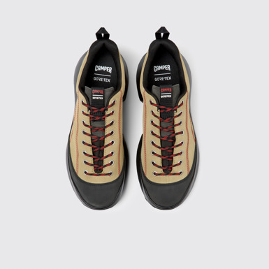 Overhead view of CRCLR Beige nubuck and textile sneakers for men