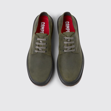 Overhead view of Brutus Trek Dark green nubuck shoes for men