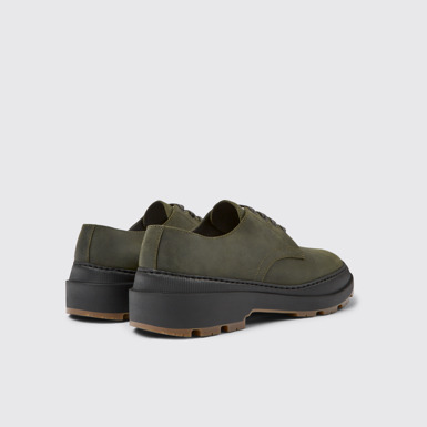 Back view of Brutus Trek Dark green nubuck shoes for men