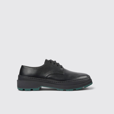 Side view of Brutus Trek Black leather shoes for men