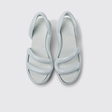 Overhead view of Kobarah White unisex sandals