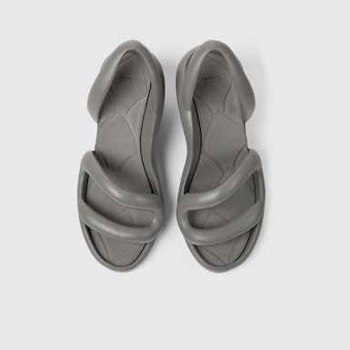 Overhead view of Kobarah Grey unisex sandals