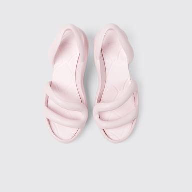 Overhead view of Kobarah Pastel Pink unisex sandals
