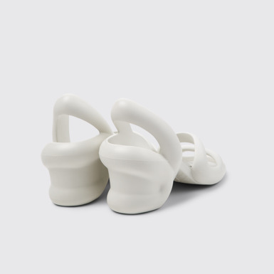 Back view of Kobarah White Textile Sandals for Men.
