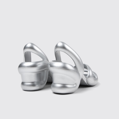 Back view of Kobarah Silver Sandals for Men.