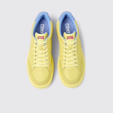 Overhead view of Runner K21 Yellow leather sneakers for men