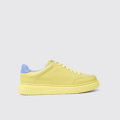 Side view of Runner K21 Yellow leather sneakers for men
