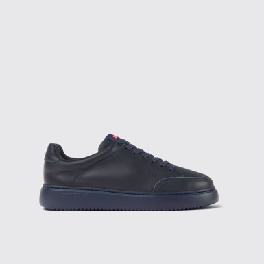 Side view of Runner K21 Blue leather sneakers for men