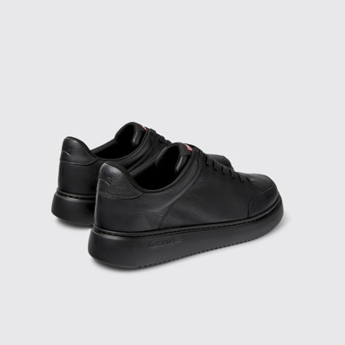 Back view of Runner K21 Black Leather Sneakers for Men.