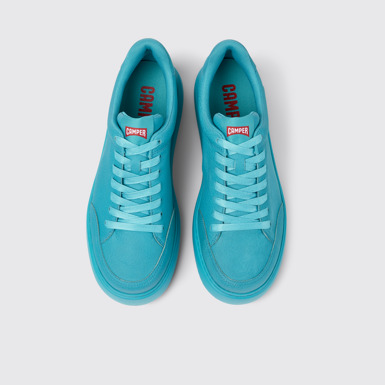 Overhead view of Runner K21 Blue leather sneakers for men
