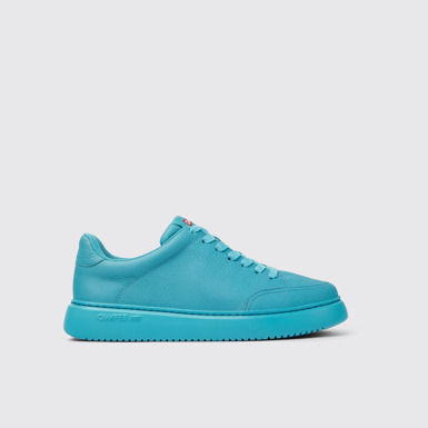 Side view of Runner K21 Blue leather sneakers for men