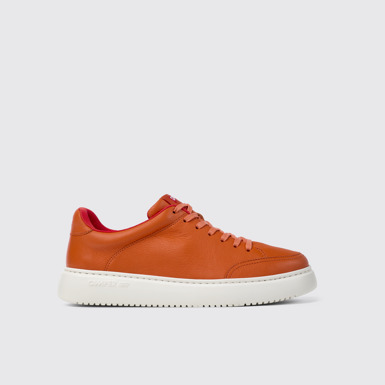Side view of Runner K21 Orange leather sneakers for men