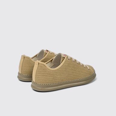 Back view of Runner Beige leather and nubuck sneakers for men
