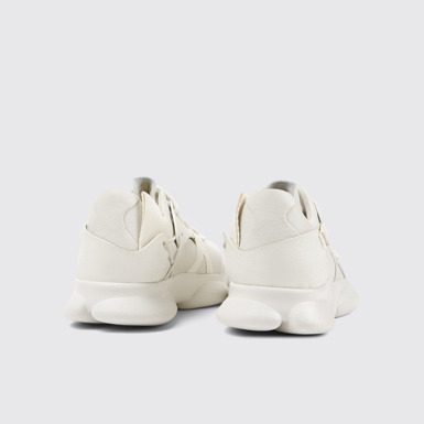 Back view of Karst White non-dyed leather sneakers for men