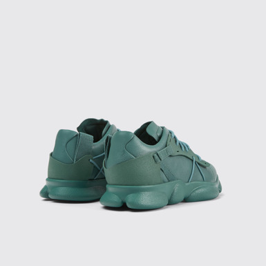 Back view of Karst Green leather and textile sneakers for men