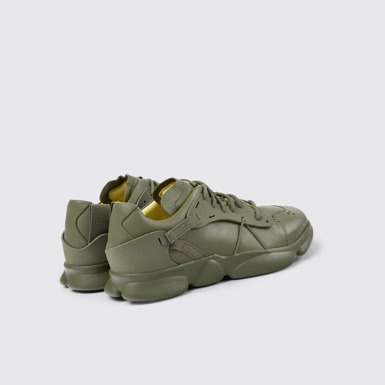 Back view of Karst Green leather and textile sneakers for men