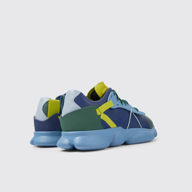 Back view of Twins Multicolored leather and textile sneakers for men