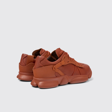 Back view of Karst Red leather and textile sneakers for men