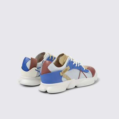 Back view of Twins Multicolored Leather/Textile Sneaker for Men