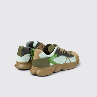 Back view of Twins Multicolored Leather/Textile Sneaker for Men