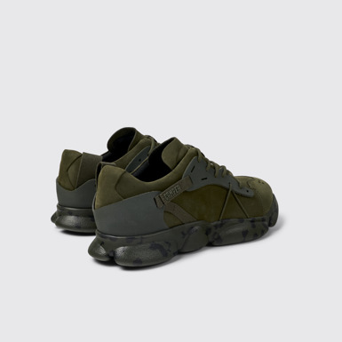 Back view of Karst Green nubuck and textile sneakers for men