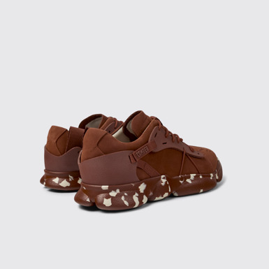 Back view of Karst Red nubuck and textile sneakers for men