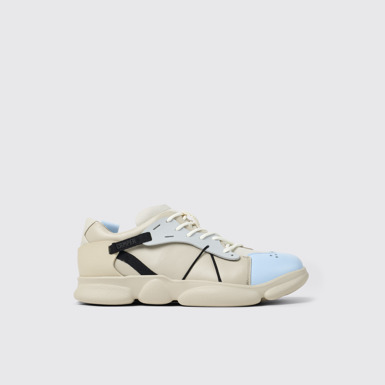 Side view of Twins Multicolored leather and textile sneakers for men
