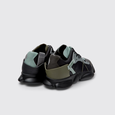 Back view of Twins Multicolor Leather and Textile Sneakers for Men.