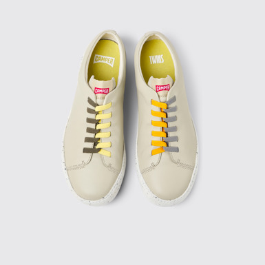 Overhead view of Twins Gray leather sneakers for men